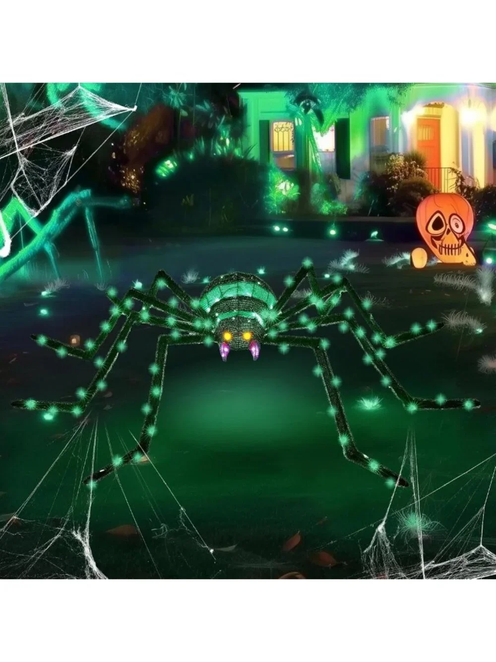 Giant 6.8ft Light Up Spider Halloween Decoration with 115 LED Lights for Yard